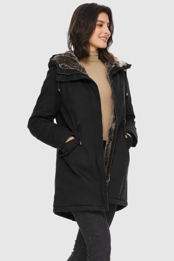 Faux Fur Lined Military Fleece Parka Jacket - Image 11