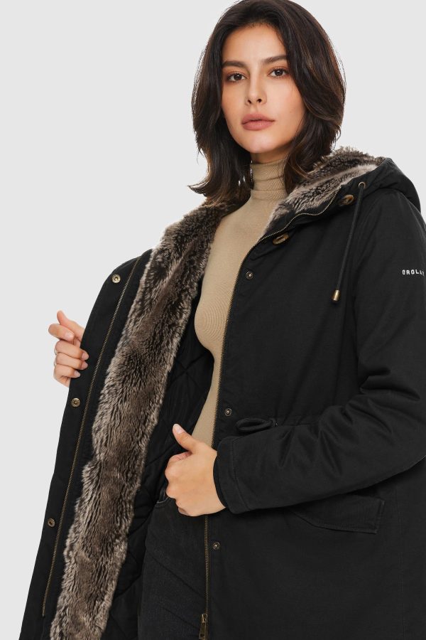 Faux Fur Lined Military Fleece Parka Jacket - Image 12
