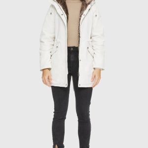 Faux Fur Lined Military Fleece Parka Jacket