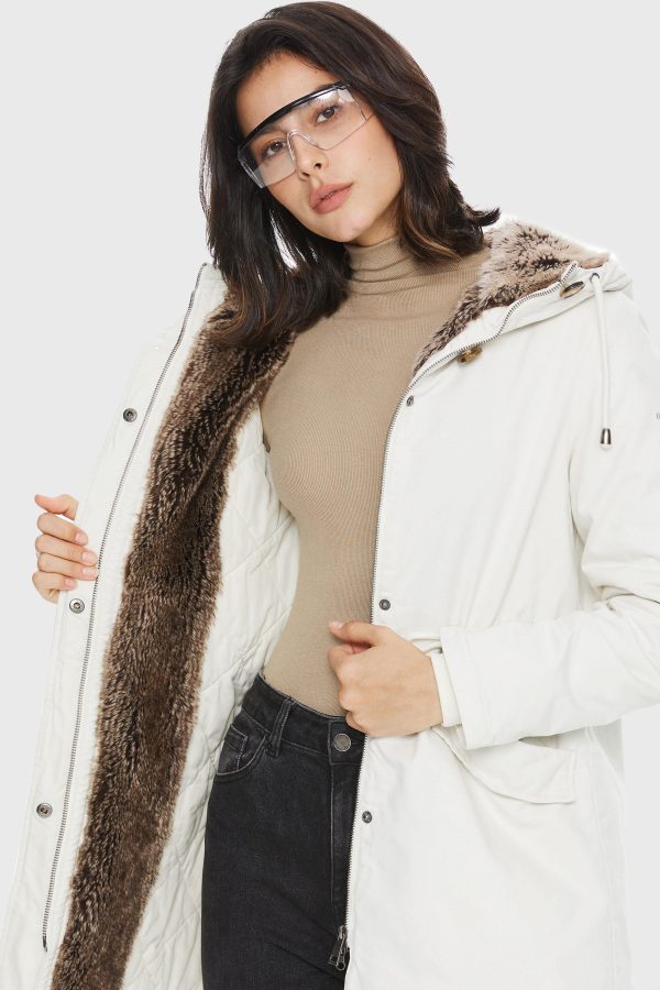 Faux Fur Lined Military Fleece Parka Jacket - Image 4