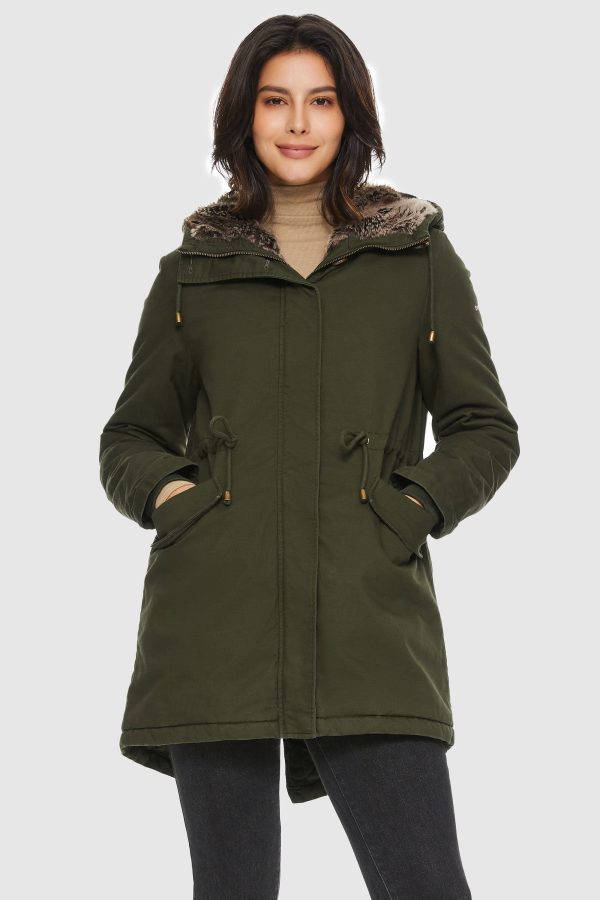 Faux Fur Lined Military Fleece Parka Jacket - Image 6