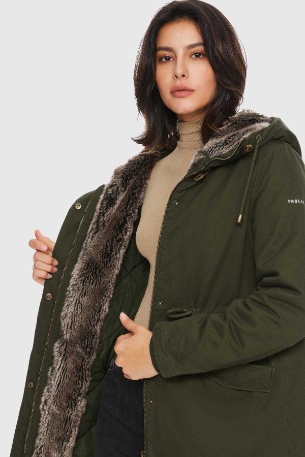 Faux Fur Lined Military Fleece Parka Jacket - Image 8