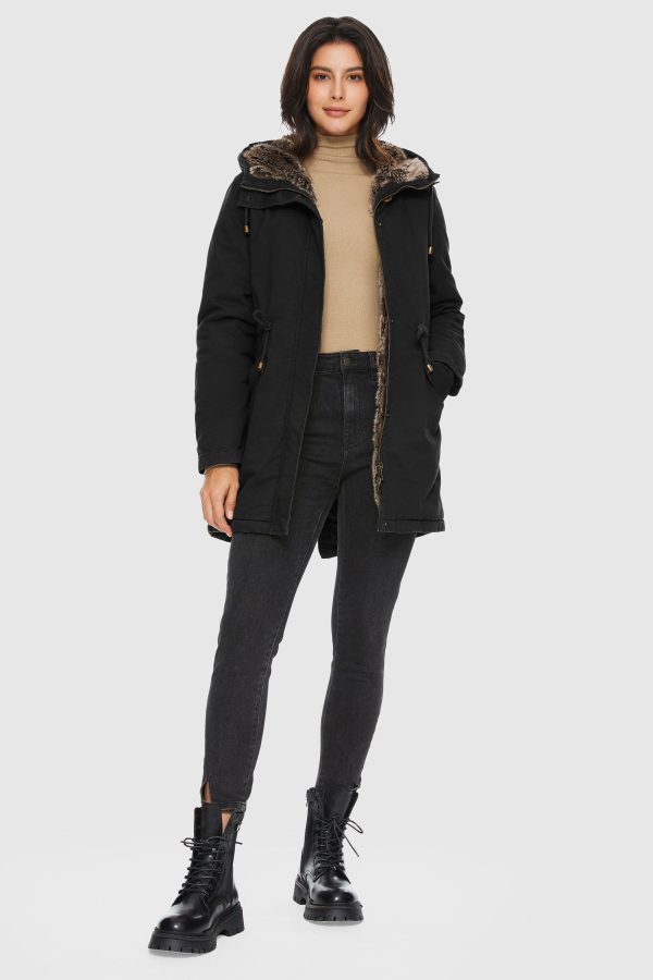 Faux Fur Lined Military Fleece Parka Jacket - Image 9