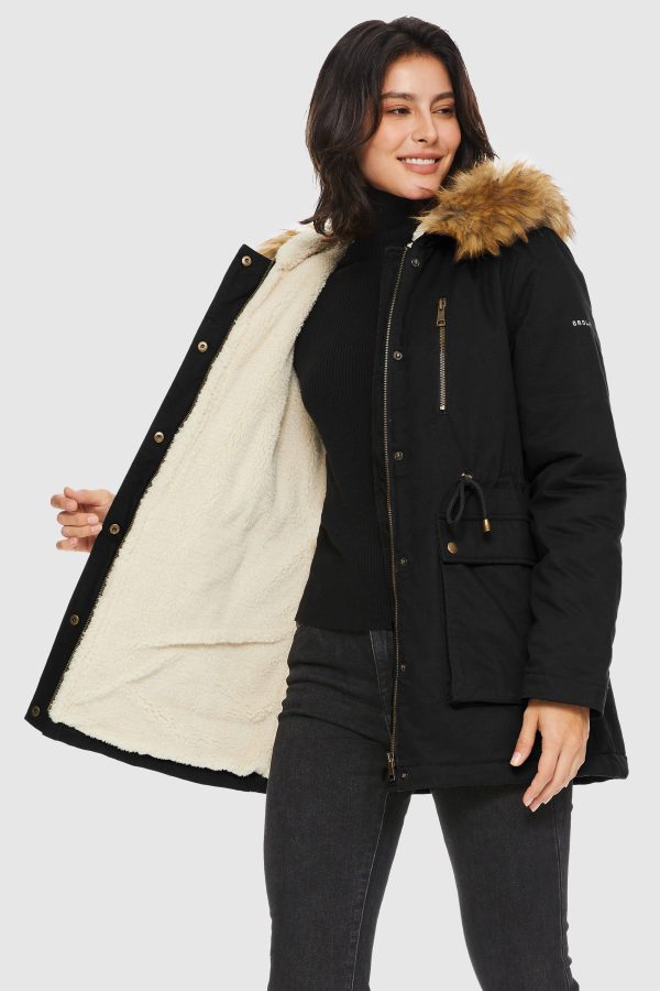 Faux Fur Thickened Hooded Parka Jacket - Image 11
