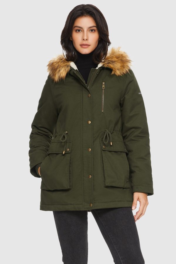Faux Fur Thickened Hooded Parka Jacket - Image 2