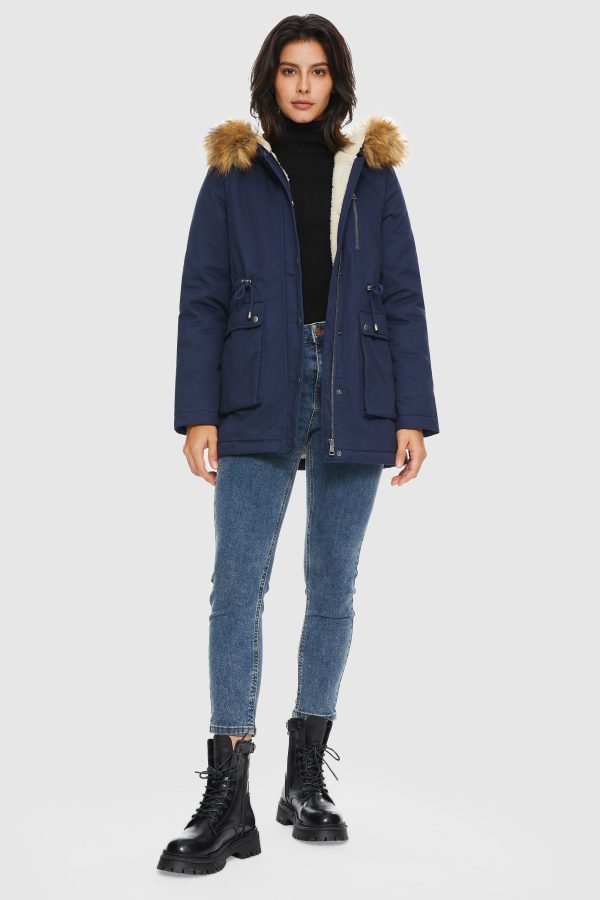 Faux Fur Thickened Hooded Parka Jacket - Image 5