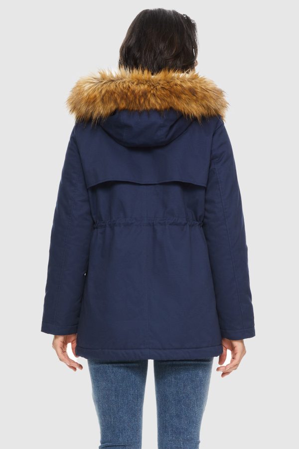 Faux Fur Thickened Hooded Parka Jacket - Image 7