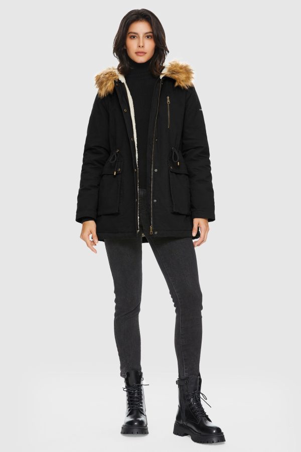 Faux Fur Thickened Hooded Parka Jacket - Image 9
