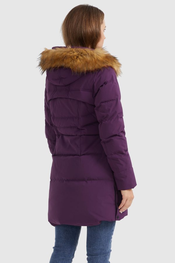 Faux Fur Trim Hood Winter Down Jacket - Image 23