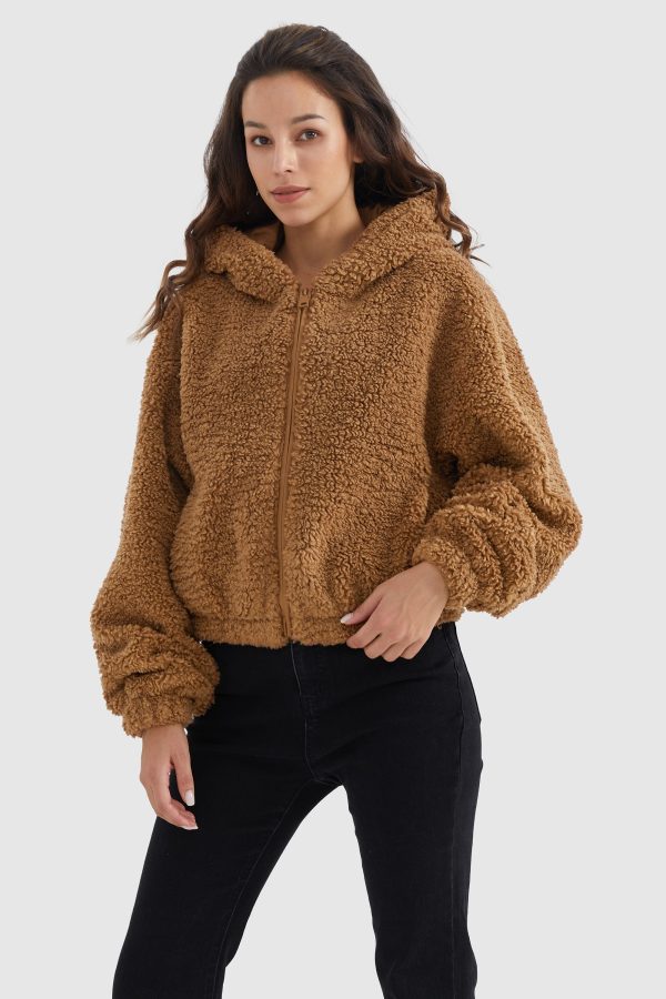 Fleece Cropped Drop Shoulder Coat - Image 2