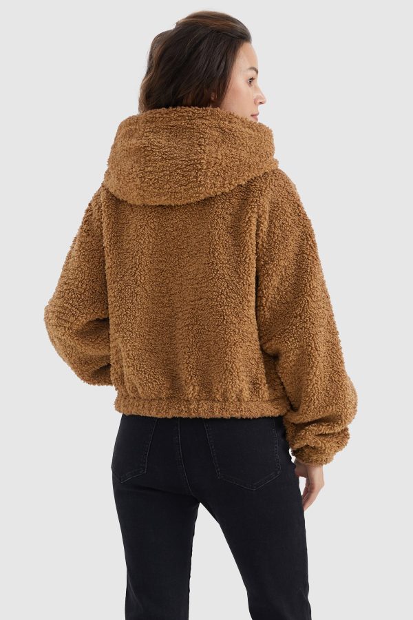 Fleece Cropped Drop Shoulder Coat - Image 3