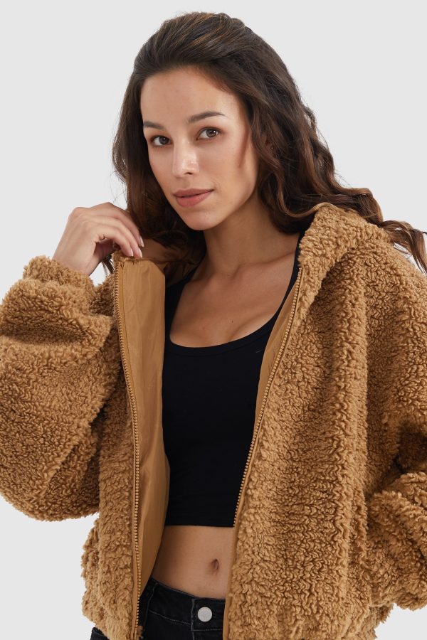 Fleece Cropped Drop Shoulder Coat - Image 4