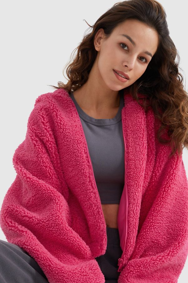Fleece Cropped Drop Shoulder Coat - Image 8