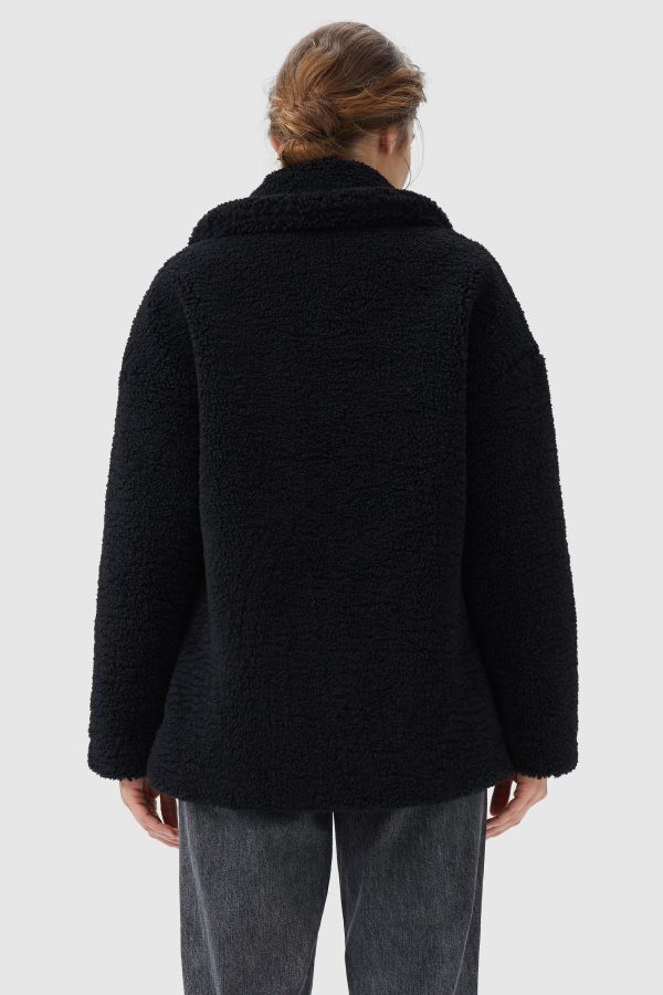 Fuzzy Fleece Lapel Down Coat - Image 3