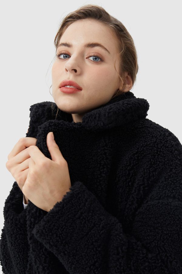 Fuzzy Fleece Lapel Down Coat - Image 4