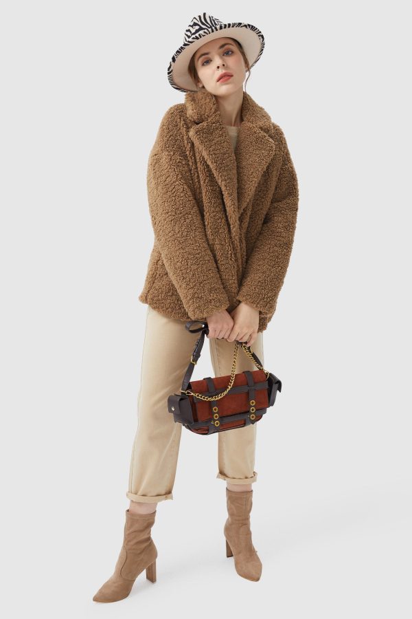 Fuzzy Fleece Lapel Down Coat - Image 5