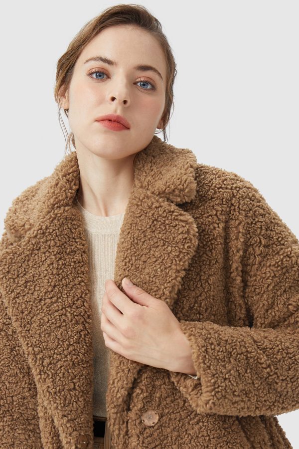 Fuzzy Fleece Lapel Down Coat - Image 8