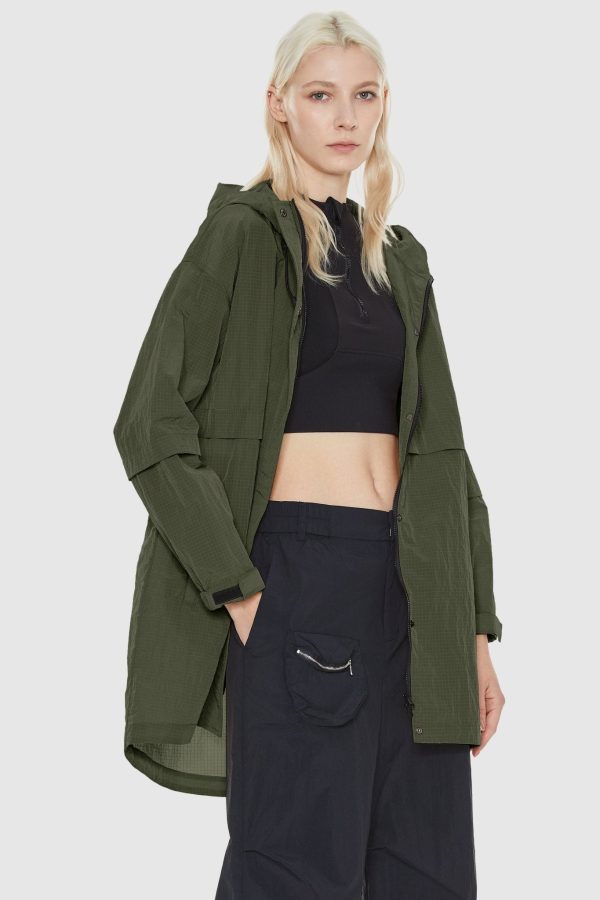 Lightweight Mid-length Hooded Windbreaker - Image 11