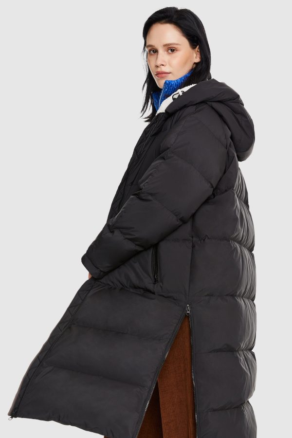 Long Puffer Down Jacket with Hem Slit - Image 27