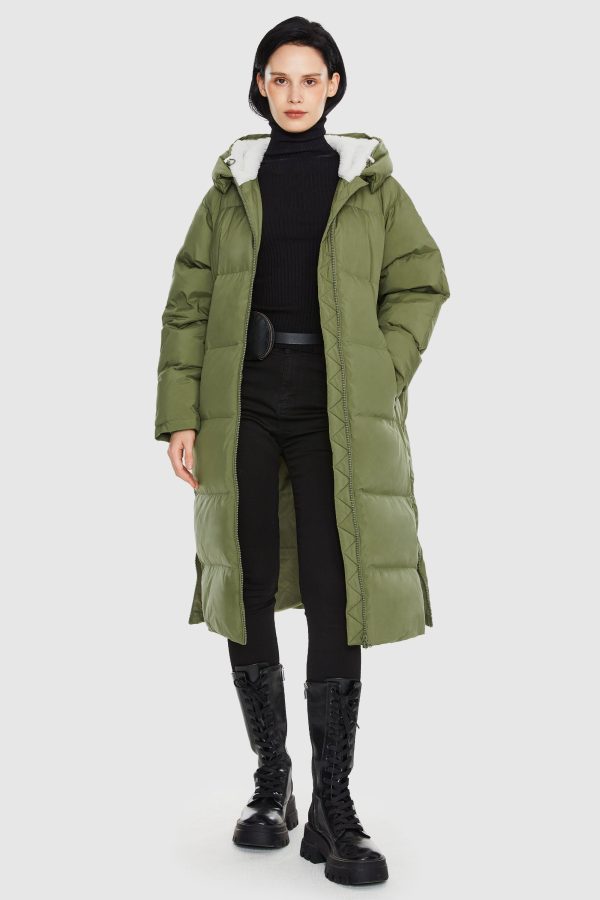 Long Puffer Down Jacket with Hem Slit - Image 9