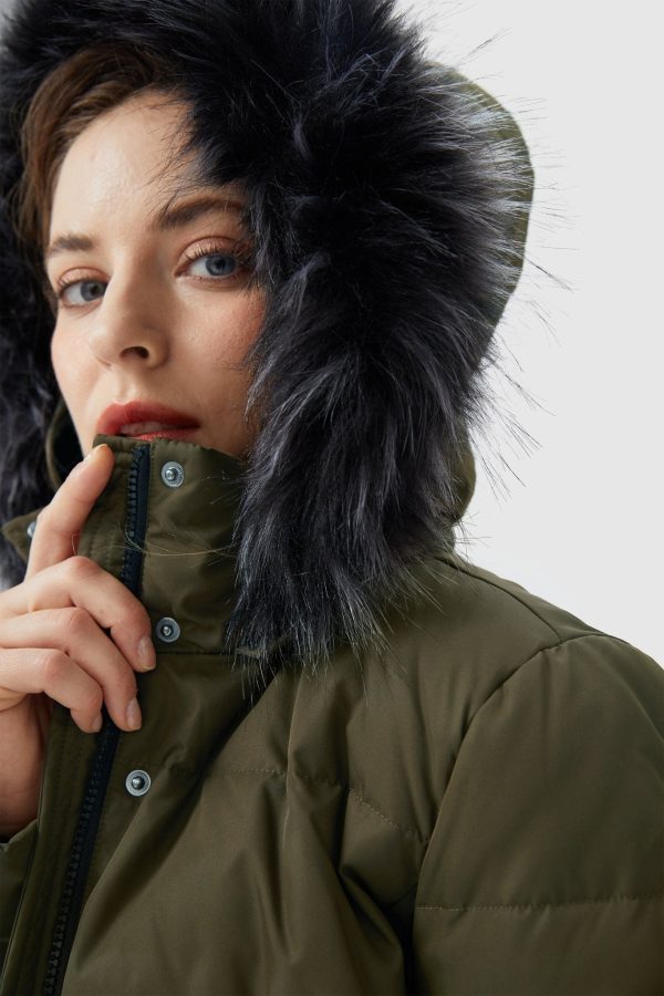 Long Puffer Faux Fur Hood Down Coat - Image 4