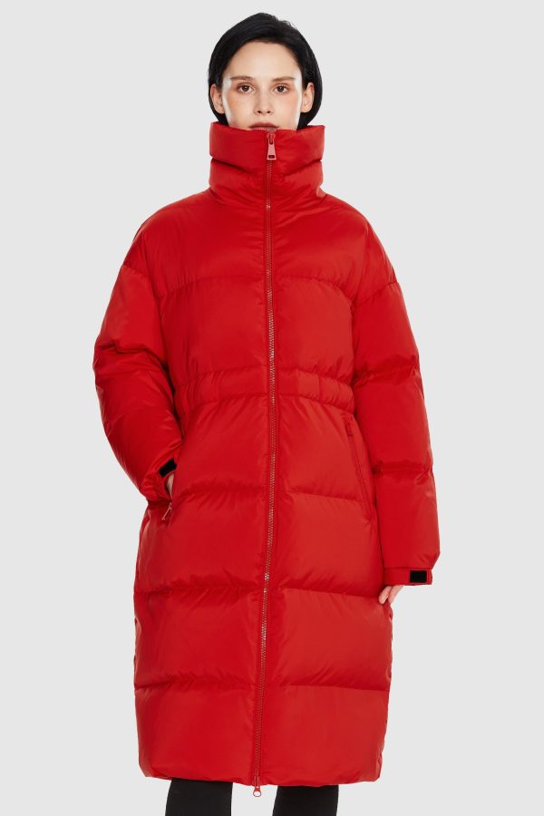Long Down Puffer Jacket with Velcro Belt - Image 10