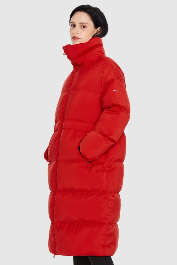 Long Down Puffer Jacket with Velcro Belt - Image 11