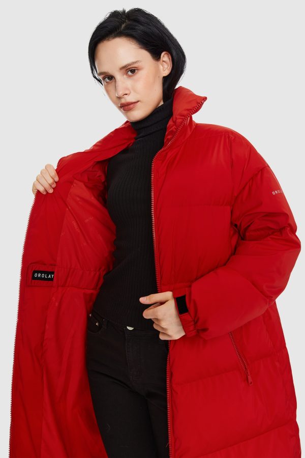 Long Down Puffer Jacket with Velcro Belt - Image 12