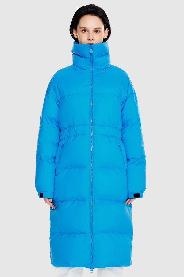 Long Down Puffer Jacket with Velcro Belt - Image 3