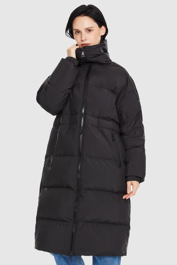 Long Down Puffer Jacket with Velcro Belt - Image 6