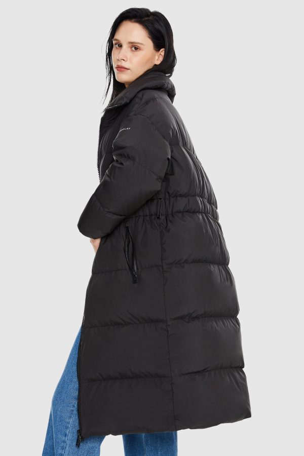 Long Down Puffer Jacket with Velcro Belt - Image 7