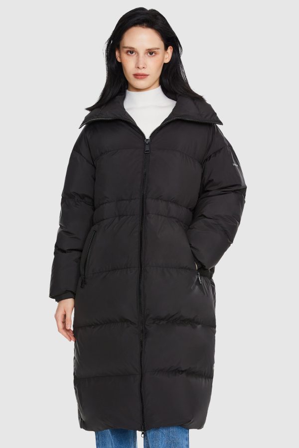 Long Down Puffer Jacket with Velcro Belt - Image 8