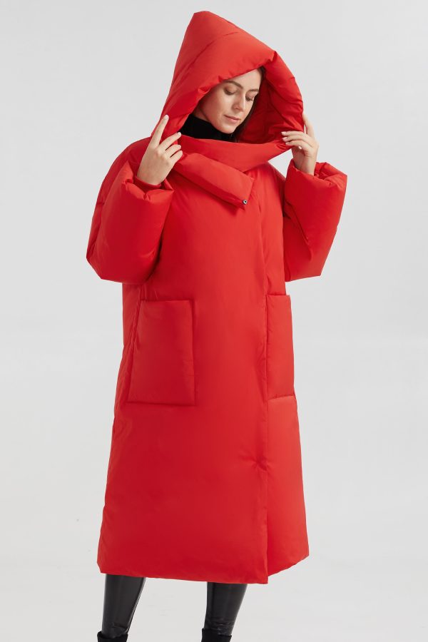 Oversized Long Puffer Down Coat with Hood - Image 2