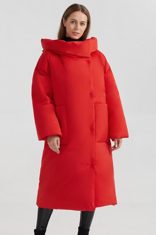 Oversized Long Puffer Down Coat with Hood - Image 3