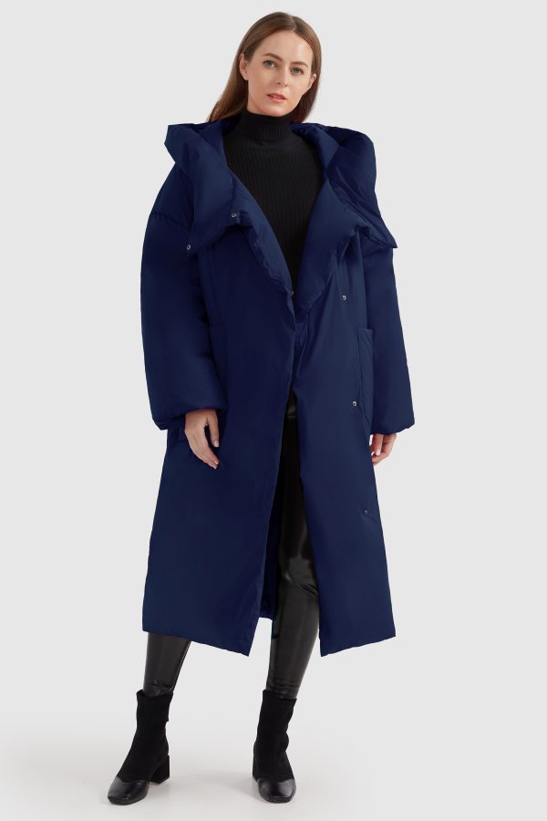 Oversized Long Puffer Down Coat with Hood - Image 5