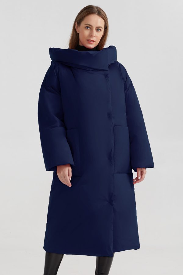 Oversized Long Puffer Down Coat with Hood - Image 6