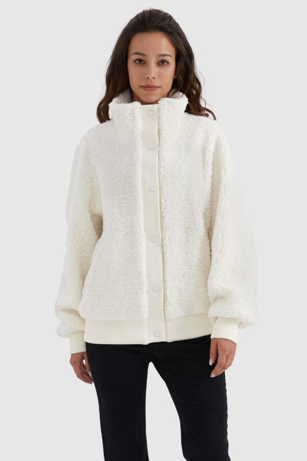 Oversized Snap Button Sherpa Coat - Image 10