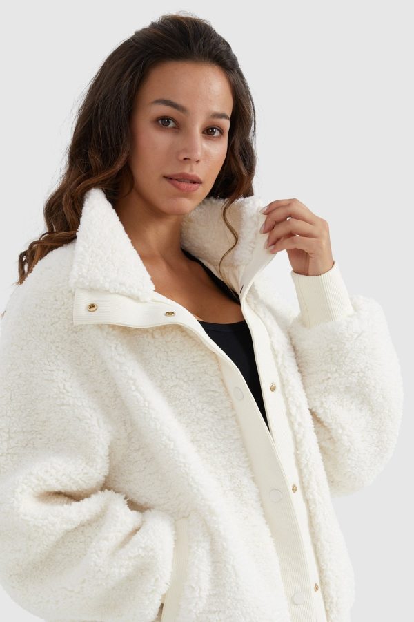 Oversized Snap Button Sherpa Coat - Image 12