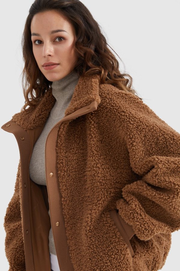 Oversized Snap Button Sherpa Coat - Image 16