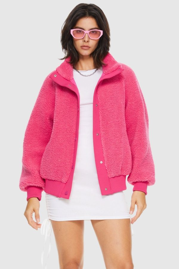 Oversized Snap Button Sherpa Coat - Image 2