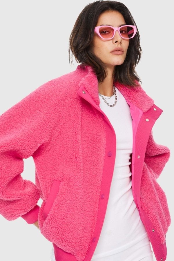Oversized Snap Button Sherpa Coat - Image 4
