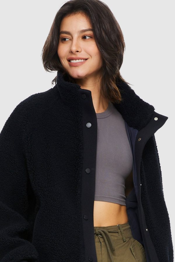 Oversized Snap Button Sherpa Coat - Image 8