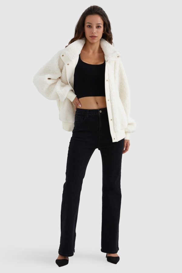 Oversized Snap Button Sherpa Coat - Image 9