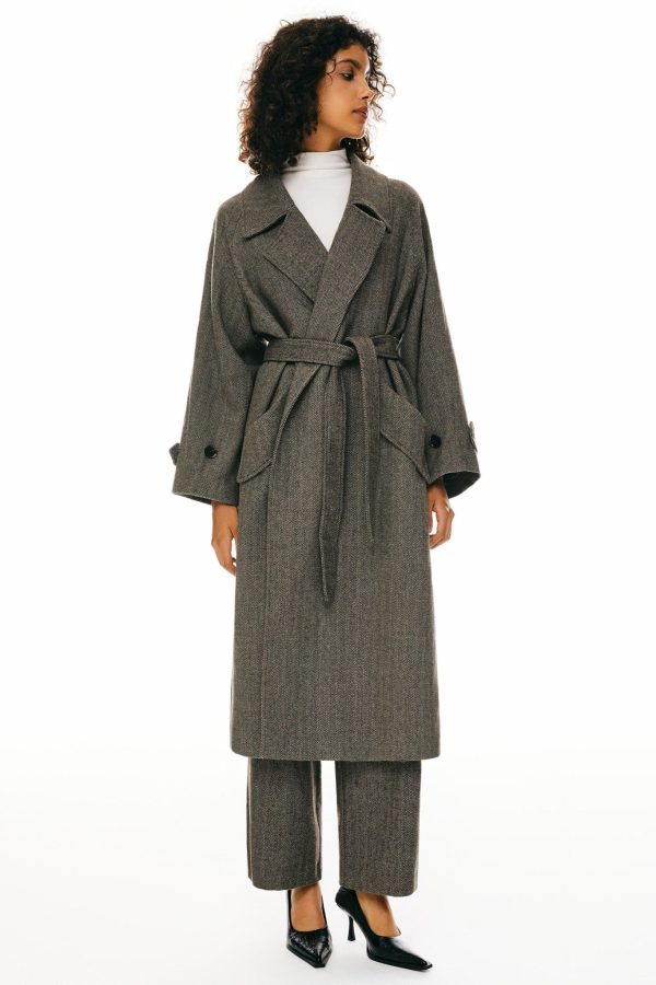 Oversized Wool Wrap Coat - Image 3