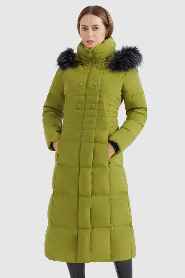 Quilted Hooded Fur Long Down Puffer Coat - Image 2