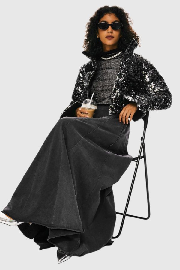 Sequin Fashion Petite Down Jacket with Stand Collar - Image 7
