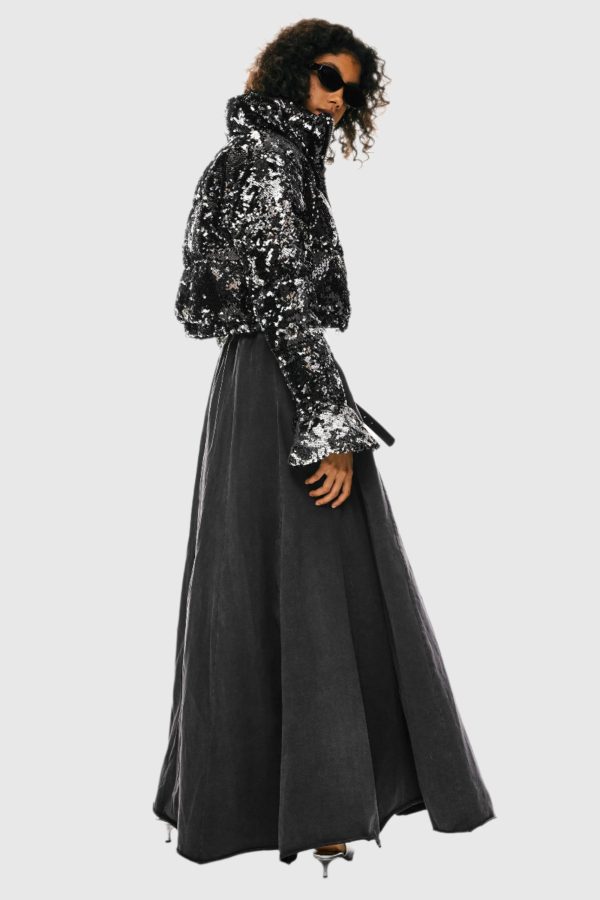 Sequin Fashion Petite Down Jacket with Stand Collar - Image 8