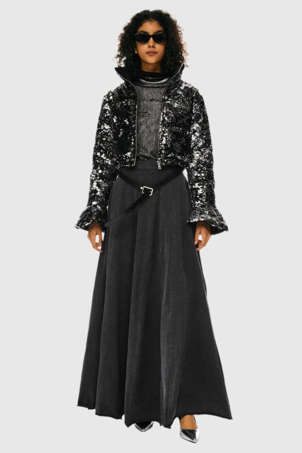 Sequin Fashion Petite Down Jacket with Stand Collar - Image 5