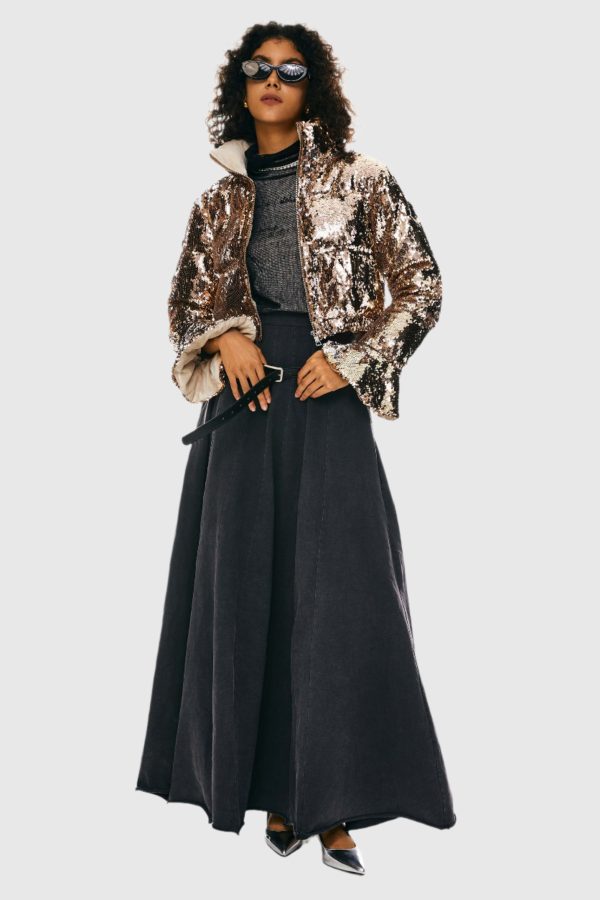 Sequin Fashion Petite Down Jacket with Stand Collar - Image 11