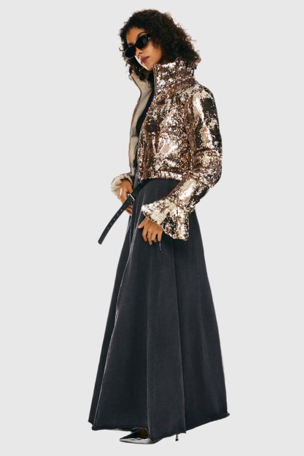 Sequin Fashion Petite Down Jacket with Stand Collar - Image 13